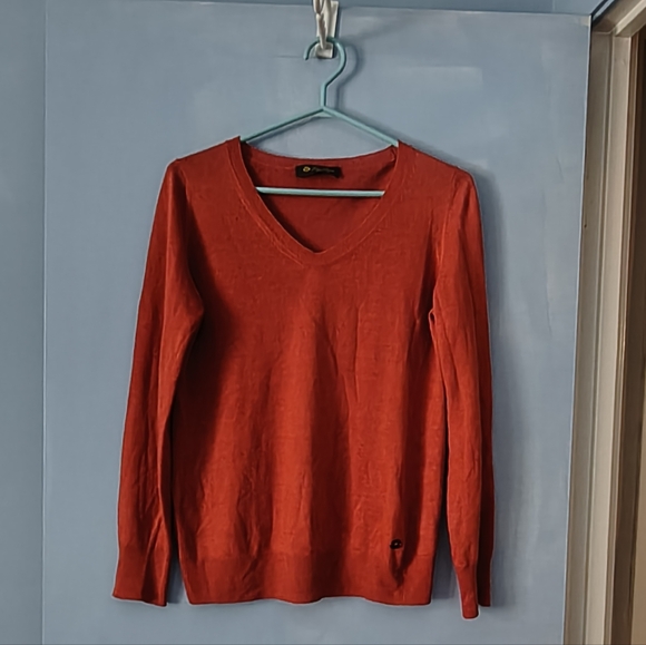Loro Piana Sweaters - Loro Piana Rust Linen+ Silk V Neck Sweater 40